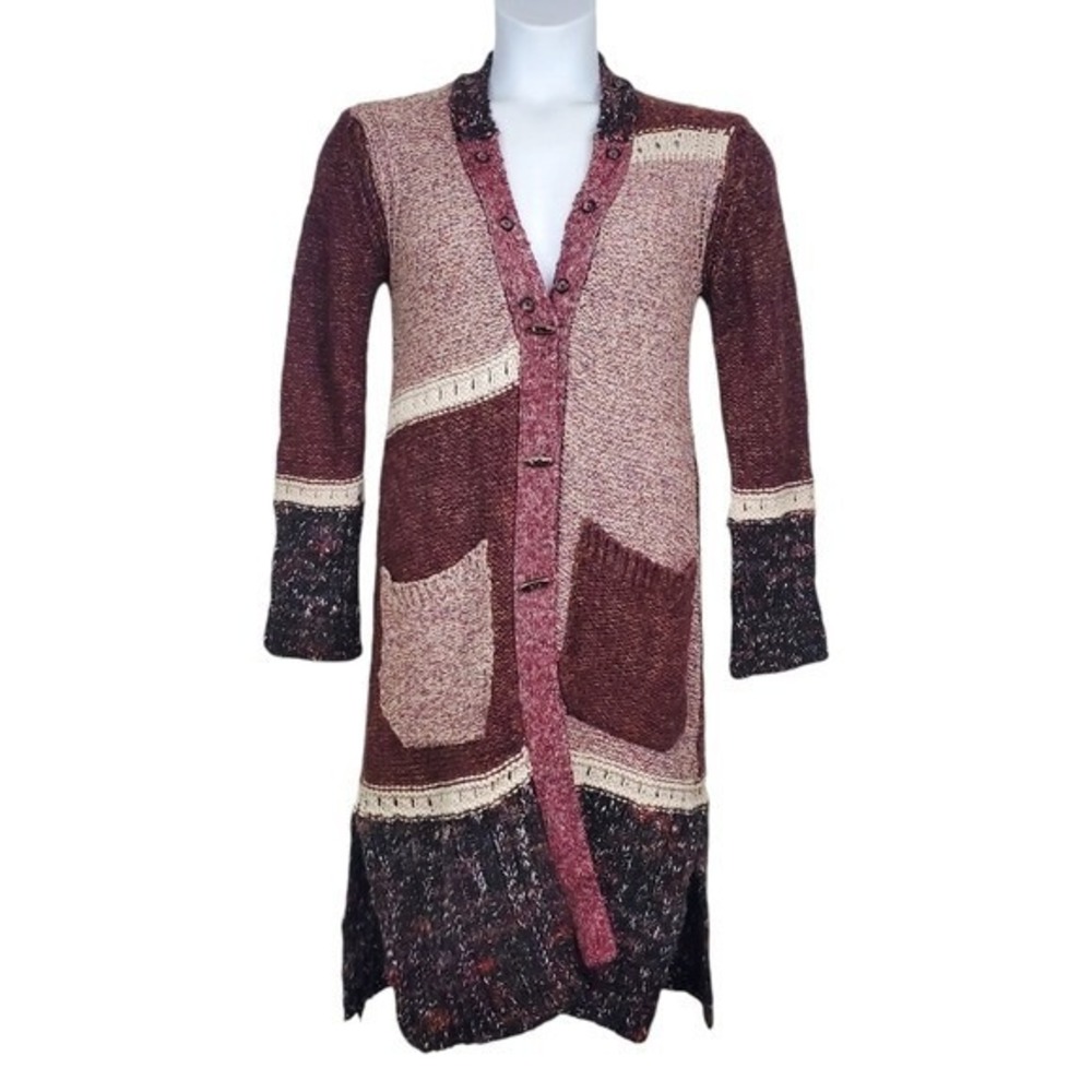 Anthropologie Angel Of The North Sitka Patchwork Knit Cardigan Sweater Size M